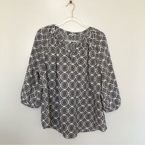 Anne Carson Blouse Patterned Black and White Boho 1X